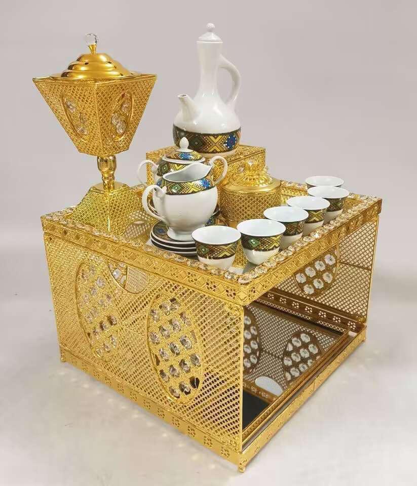 Traditional Eritrean | Ethiopian | Arabs Coffee Table Set, Rekebot SquareShape
