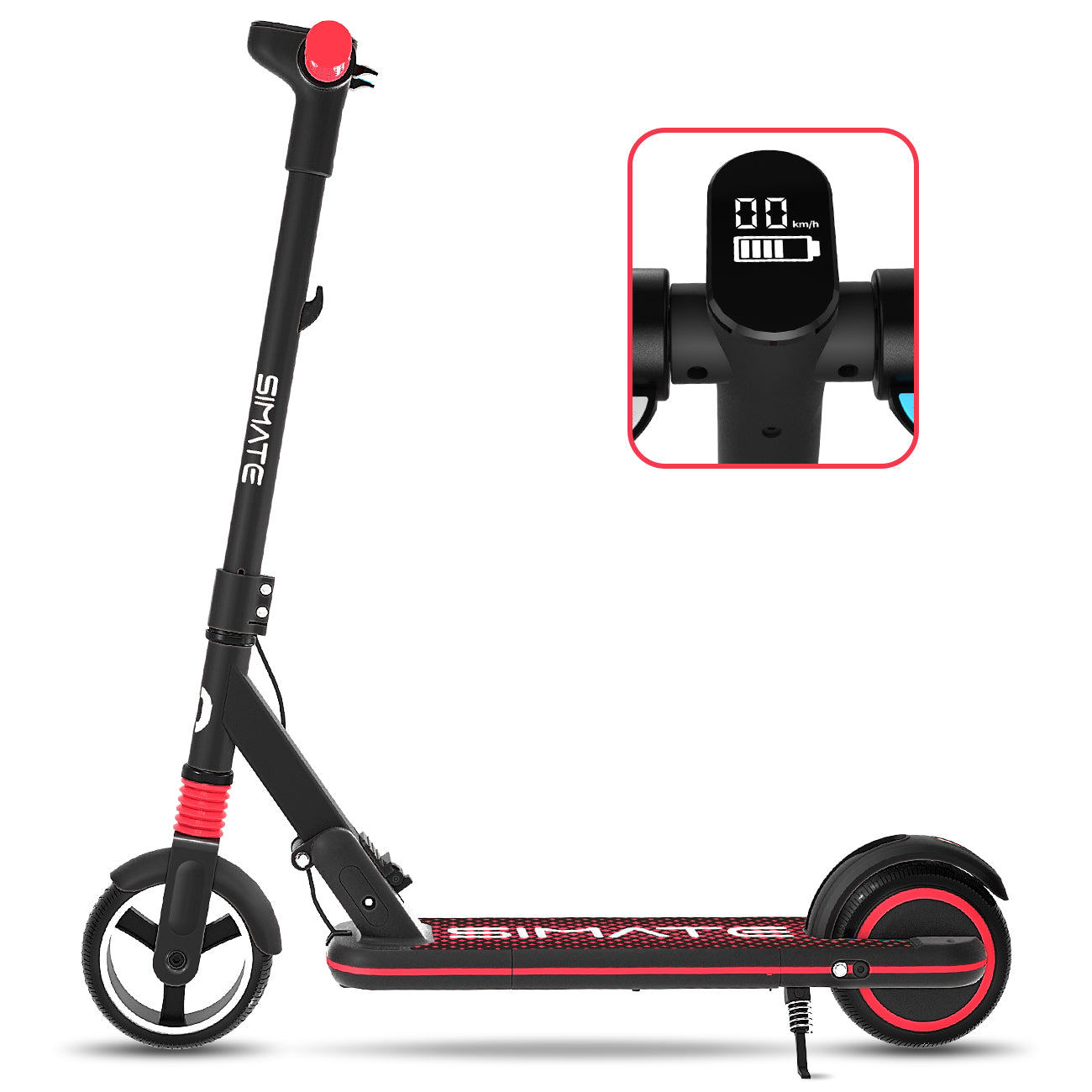 Simate Electric Scooter Kids S3 FoldingTeenager UK E Scooter LED Display14km/h- Black
