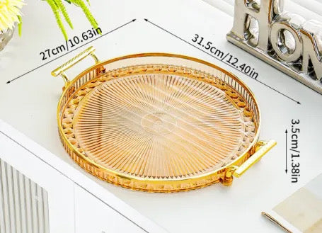 Light Luxury Round Tea Tray Household New Style Cup Water High-end Living Room Coffee Table Storage