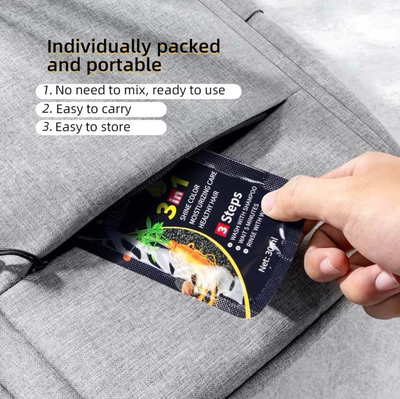 Hair Dye Color Shampoo for Gray Hair, 30ML X 10 Black Hair Dye Shampoo Men/Women