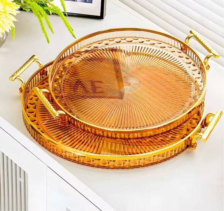 Light Luxury Round Tea Tray Household New Style Cup Water High-end Living Room Coffee Table Storage