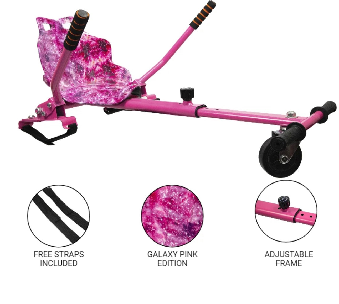 Galaxy Pink Hoverkart Hover Cart Go Kart Straps Adjustable For Balance Boards UK