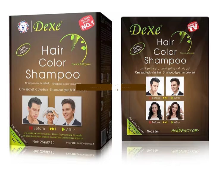 DEXE Dark Brown Hair Shampoo 5 minutes Instant Dye Permanent Hair Colour x 10 Pack
