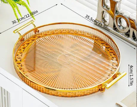 Light Luxury Round Tea Tray Household New Style Cup Water High-end Living Room Coffee Table Storage