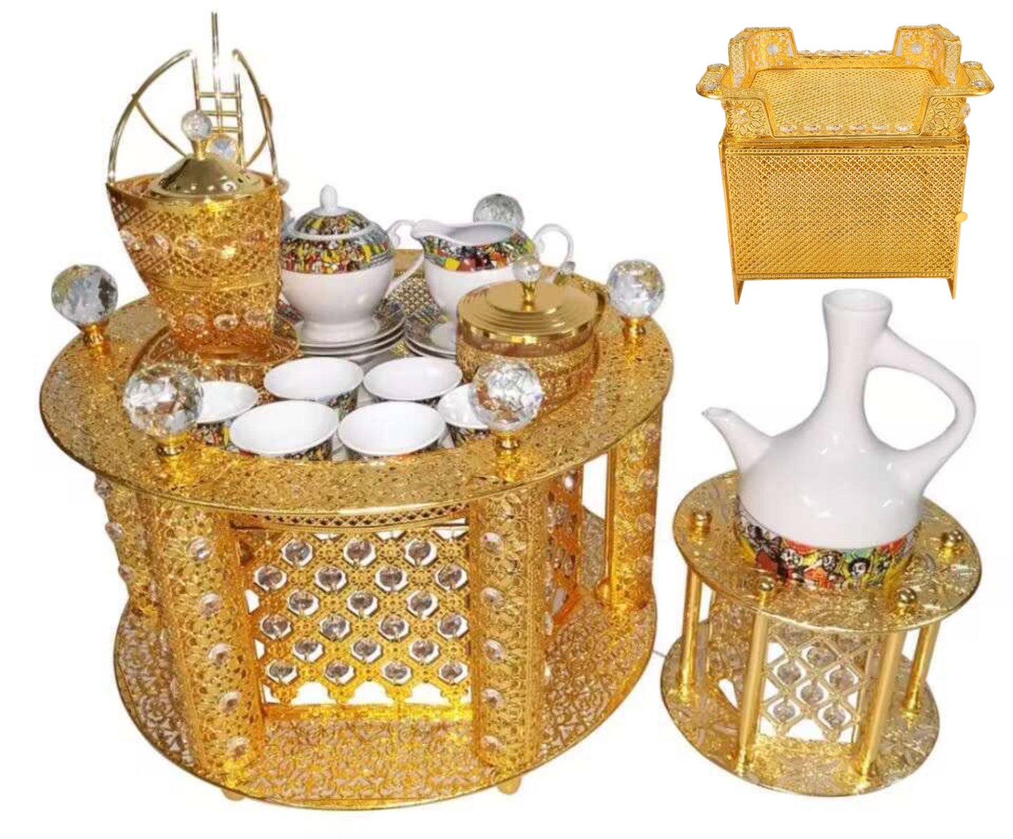 Traditional Ethiopian | Eritrean | Arabs Coffee Table Set, Rekebot Round Shape