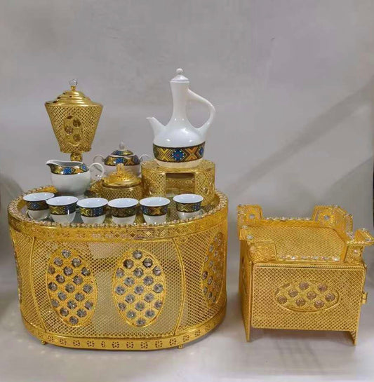 Traditional | Eritrean | Ethiopian | Arabs Coffee Table Set, Rekebot Oval Shape