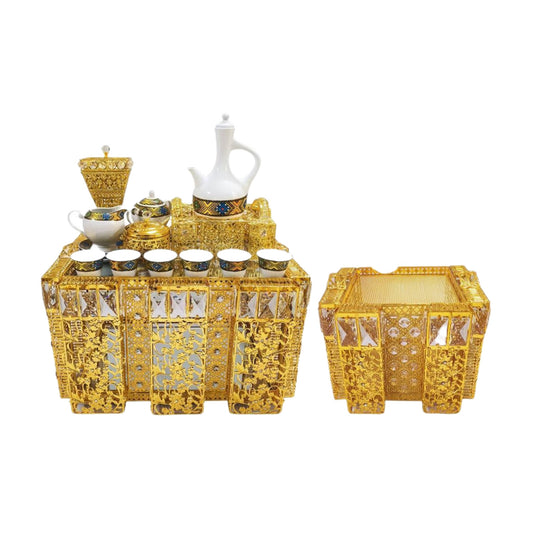 Traditional Eritrean| Ethiopian | Arabs Coffee Table Set, Rekebot Rectangular Shape Golden
