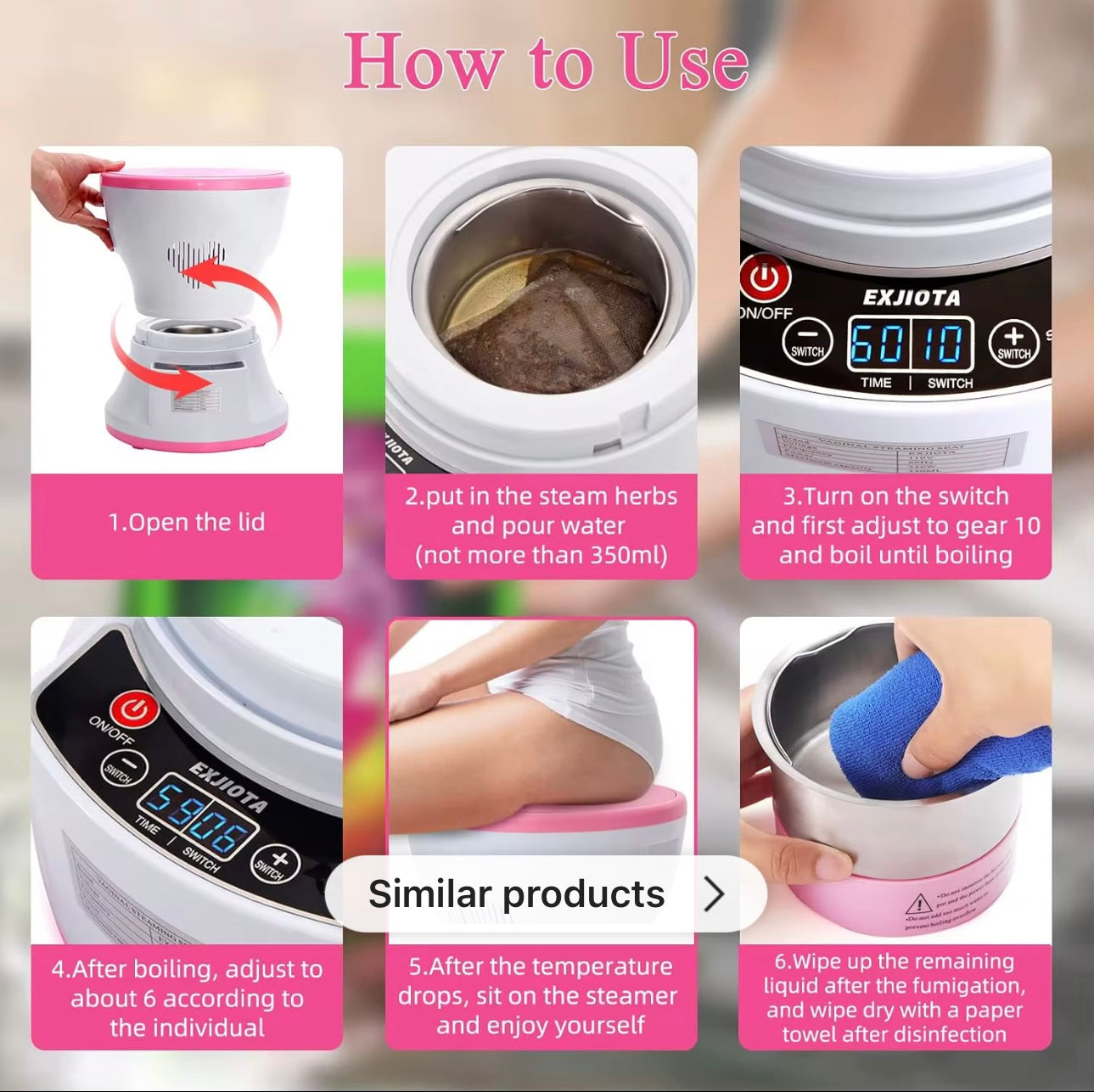 Vaginal Steam, 350ml Hot Tummy Timing Electric Steam Smart Temperature Control with Remote Control for Home (UK Plug 220V) |ዘመናዊ መውብኢ ጥሽ