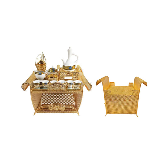 Traditional Eritrean | Ethiopian | Arabs Coffee Table Set, Rekebot Rectangular Shape Golden