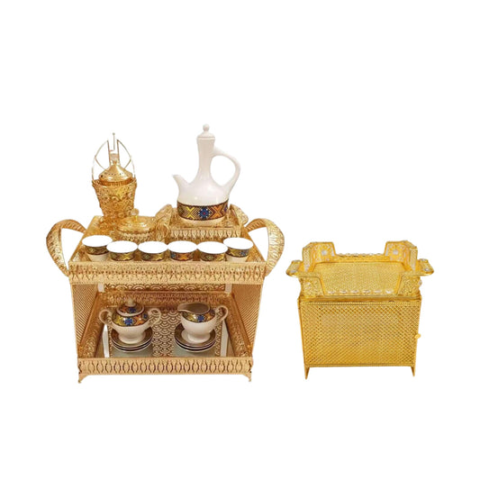 Traditional Eritrean | Ethiopian | Arabs Coffee Table Set, Rekebot Rectangular Shape Golden