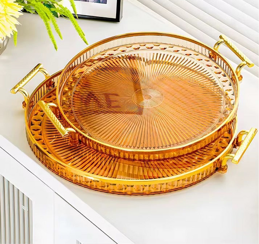 Light Luxury Round Tea Tray Household New Style Cup Water High-end Living Room Coffee Table Storage