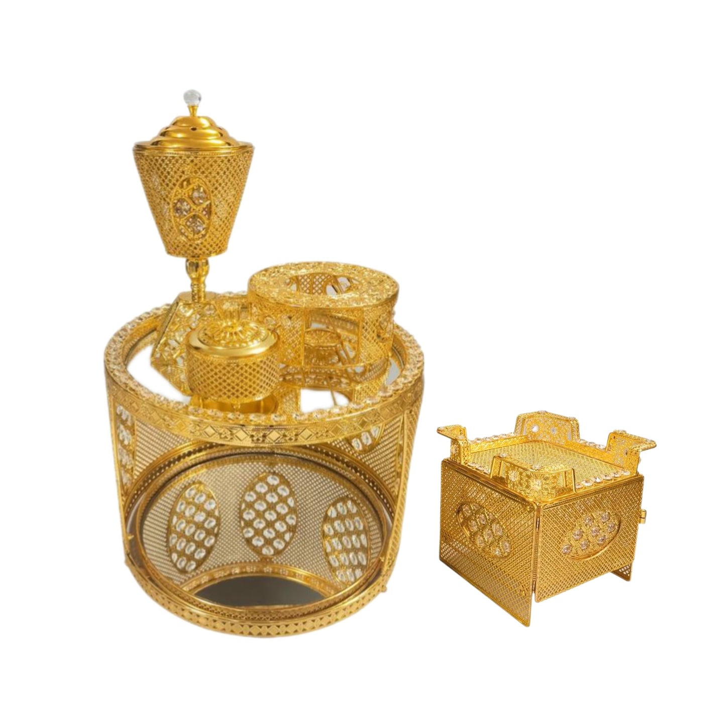 Traditional Ethiopian | Eritrean | Arabs Coffee Round Table Set, Rekebot Golden