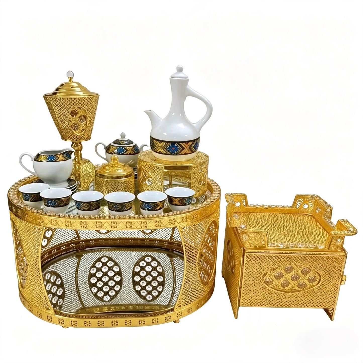 Traditional | Eritrean | Ethiopian | Arabs Coffee Table Set, Rekebot Oval Shape