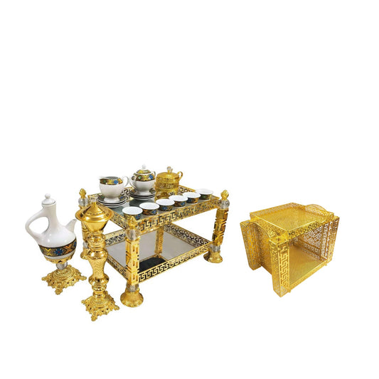 Traditional Ethiopian | Eritrean | Arabs Coffee Table Set, Rekebot (Gold)