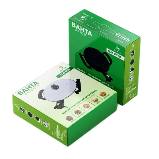 Bahta Electric Crepe and Injera Maker, 40cm Nonstick Surface, Manual Temperature Control, Cool Touch Handles, Professional Mitad Mogogo Griddle